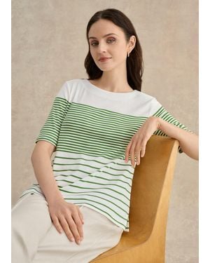 Hobbs Constance Cotton Striped T-Shirt - Green