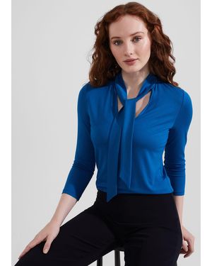 Hobbs Alba Tie Neck Top - Blue