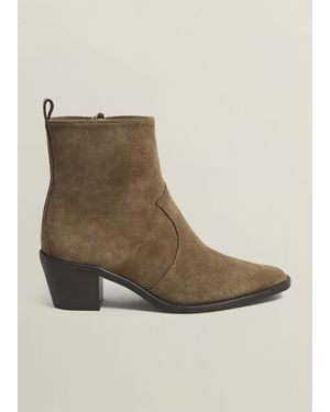 Hobbs Frankie Suede Western Boots - Natural