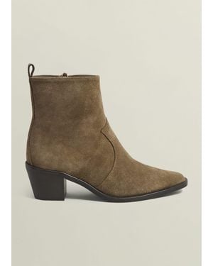 Hobbs Frankie Suede Western Boots - Natural