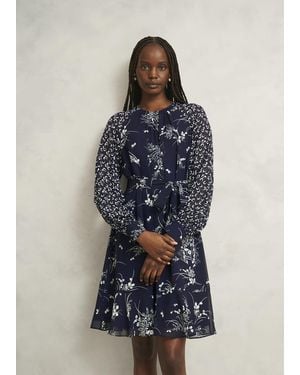 Hobbs Rosie Tie Mini Dress - Blue
