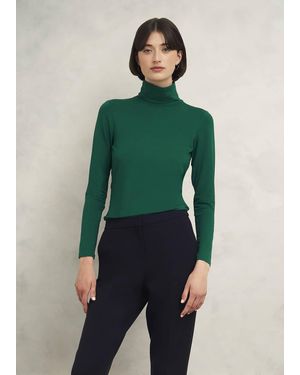 Hobbs Mischa Roll Neck Top - Green