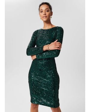 Hobbs Sawyer Sequin Shift Dress - Green