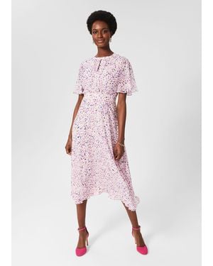 Hobbs Lisette Silk Fit And Flare Dress - Pink