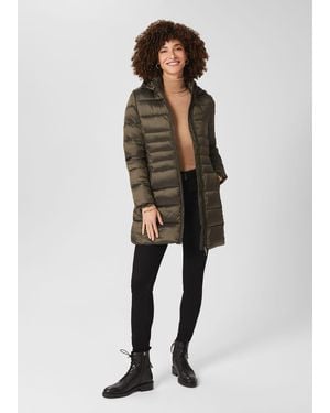 Hobbs Danika Long Puffer Jacket With Hood - Green