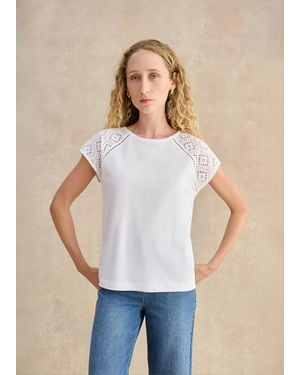 Hobbs Ivana Cotton Broderie Top - White
