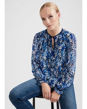 Hobbs Sasha Sheer Floral Top - Blue