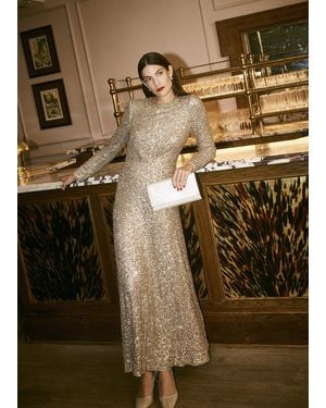 Hobbs Farrah Sequin Maxi Dress - Natural