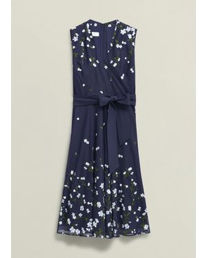 Hobbs Lois Embroidered Midi Dress in Blue | Lyst UK