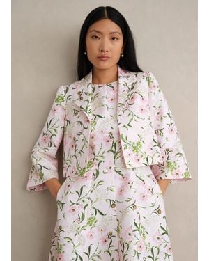 Hobbs Lana Floral Jacquard Jacket - Natural