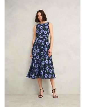Hobbs Carly Floral Printed Midi Dress - Blue