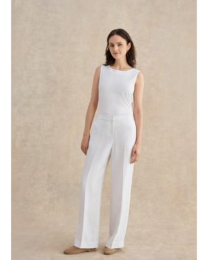 Hobbs Alessia Linen Wide Leg Trousers - Natural
