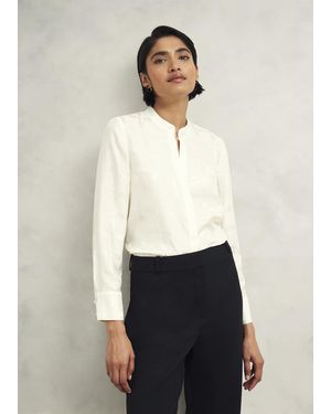 Hobbs Silk Jacquard Insignia Sloane Blouse - White