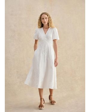 Hobbs Clementine Cotton Embroidery Dress - Natural