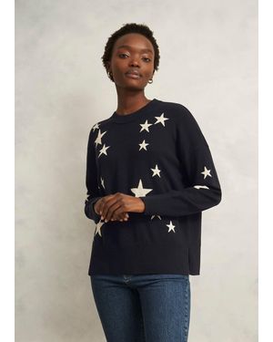Hobbs Arnelle Wool Blend Star Print Knitted Jumper - Blue