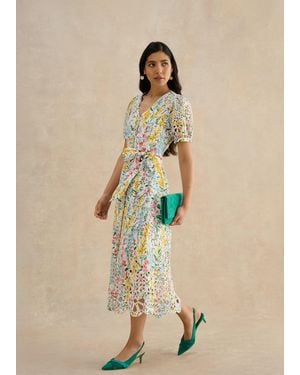 Hobbs Petite Christie Floral Broderie Dress - Natural