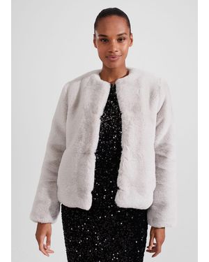 Hobbs Florence Faux Fur Coat - White