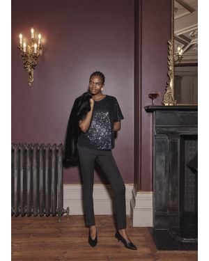 Hobbs Lilibet Sparkle Sequin Short Sleeve Top - Brown