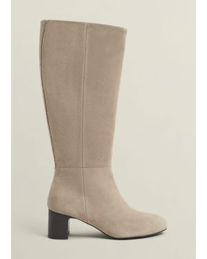 Hobbs Caroline Suede Knee Boots - White