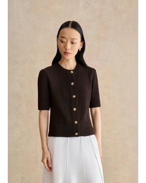 Hobbs Melford Cotton Short Sleeve Cardigan - Natural