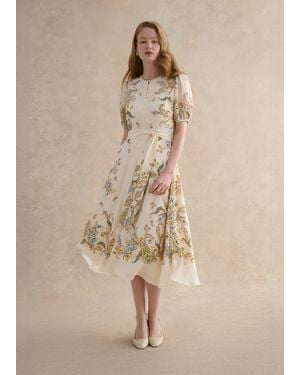 Hobbs Petite Alma Paisley Silk Dress - Natural