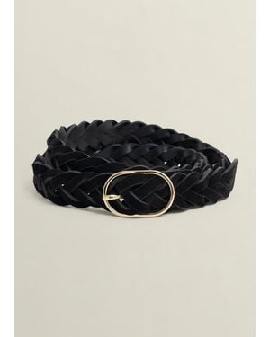 Hobbs Meera Suede Woven Belt - Black