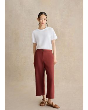 Hobbs Petite Lillie Linen Cropped Trousers - Natural