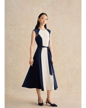 Hobbs Petite Andrea Colourblock Dress - Blue