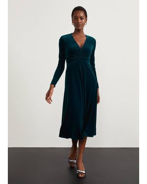 Hobbs Clifton Velvet Dress - Blue