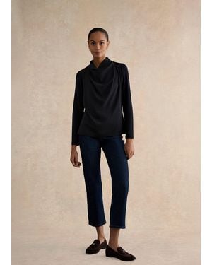 Hobbs Arielle Cowl Neck Long Sleeve Blouse - Natural