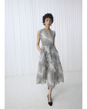 Hobbs Nina Ruffle Midi Dress - Grey