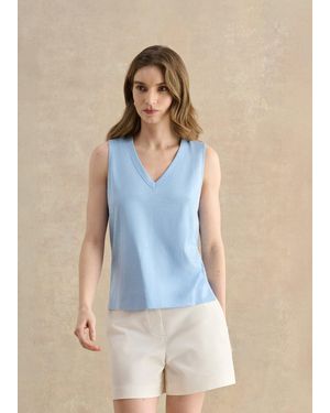 Hobbs Lilla Cotton Slub Vest Top - Blue