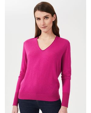 Hobbs Kim Jumper With Silk - Pink