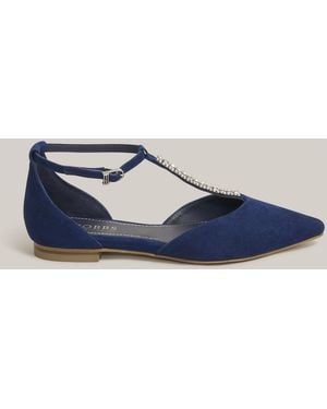 Hobbs Eden Jewelled Suede Flats - Blue