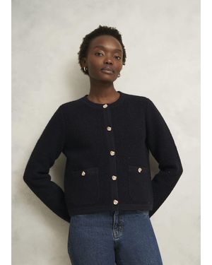 Hobbs Mindy Textured Knitted Jacket - Blue