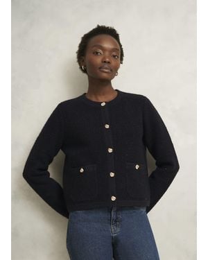 Hobbs Mindy Textured Knitted Jacket - Blue