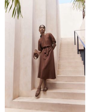 Hobbs Darracott Tie Waist Midi Dress - Natural