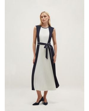 Hobbs Petite Hattie Pleated Colourblock Dress - White
