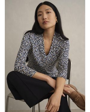 Hobbs Aimee Printed Top - Grey
