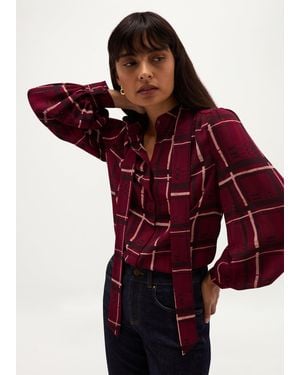 Hobbs Aisha Check Blouse - Red