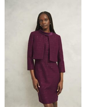 Hobbs Prisha Sequin Tweed Jacket - Purple