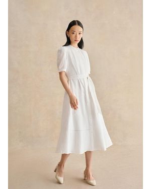 Hobbs Amani Cotton Embroidery Dress - Natural