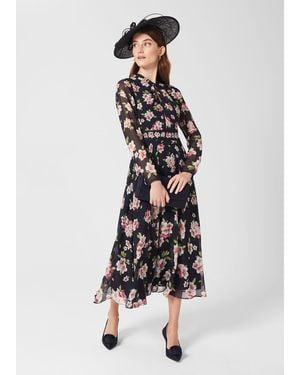 Hobbs Helena Silk Floral Midi Dress - White