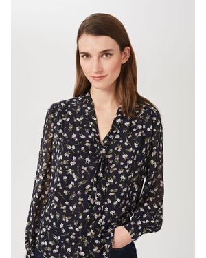 Hobbs Mali Floral V Neck Blouse - Black