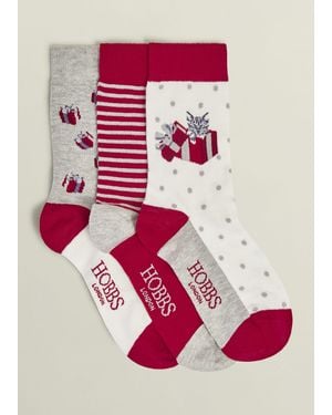Hobbs Festive Christmas Cat Sock Set - Pink