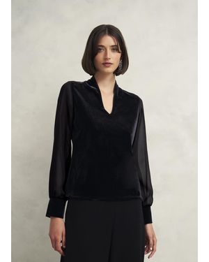 Hobbs Aimee Velvet Top - Blue