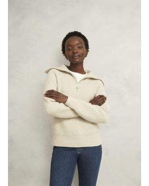 Hobbs Sandy Zip Roll Neck Knitted Jumper - Natural