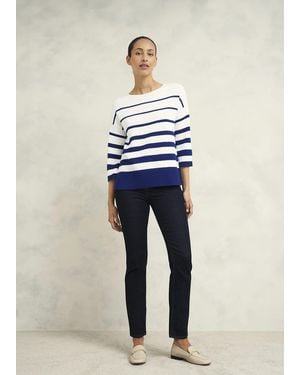 Hobbs Elaine Stripe Cotton Blend Jumper - Blue