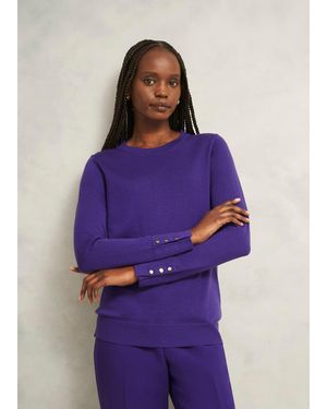 Hobbs Penny Merino Wool Crew Neck Knitted Jumper - Purple