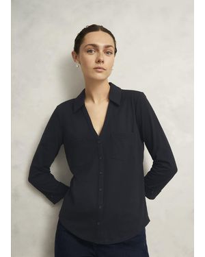 Hobbs Zariah Cotton Slub 3/4 Sleeve Shirt - Blue